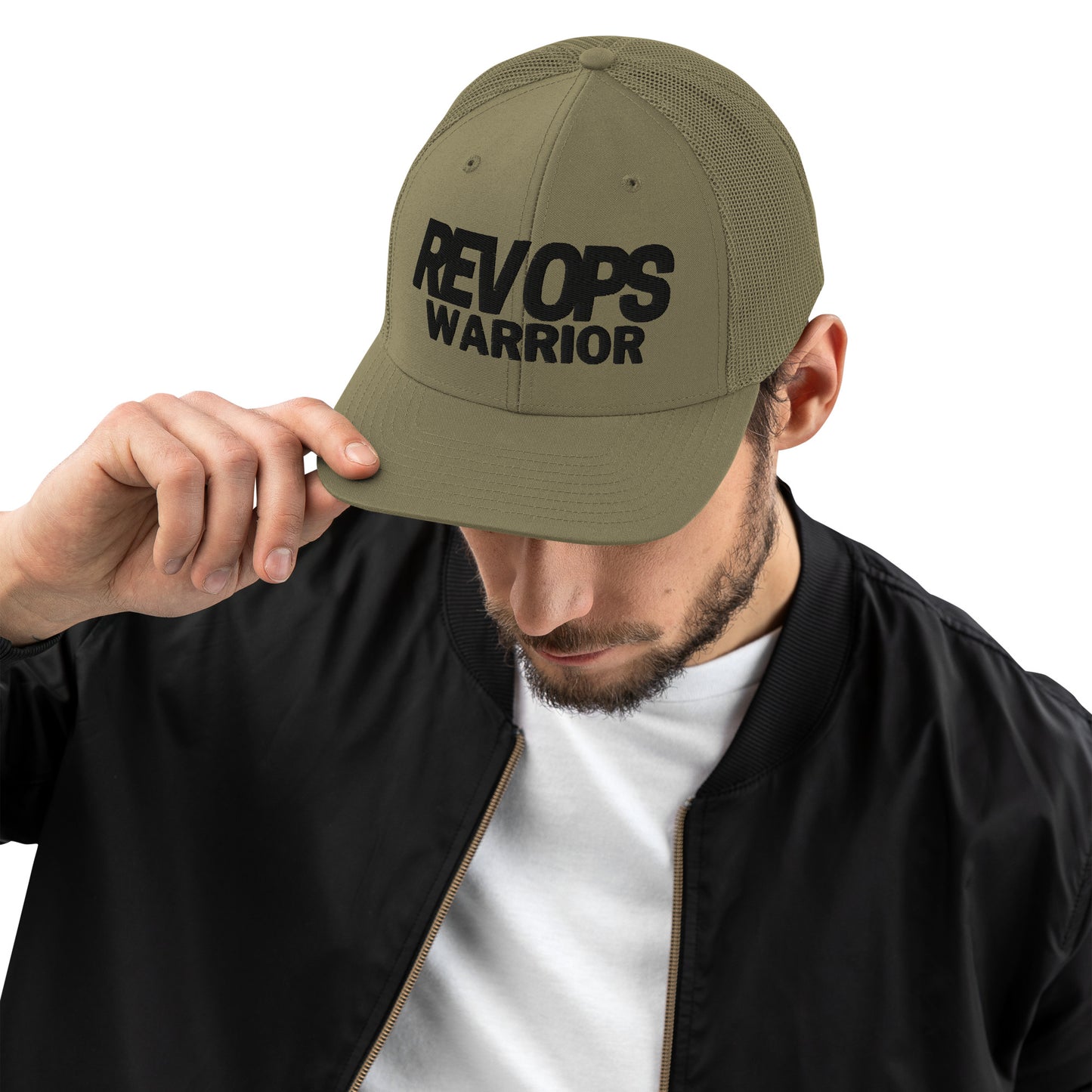 Rev Ops Warrior Black/Olive Mesh Trucker Cap